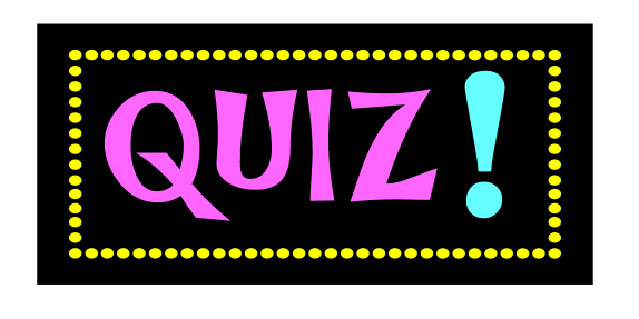 A black rectangle with the word Quiz written inside in bright pink