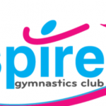 The work aspire with a drawing of a silouette of a person in a gymnastics pose