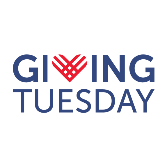 A logo featuring a red heart and the words Giving Tuesday in blue