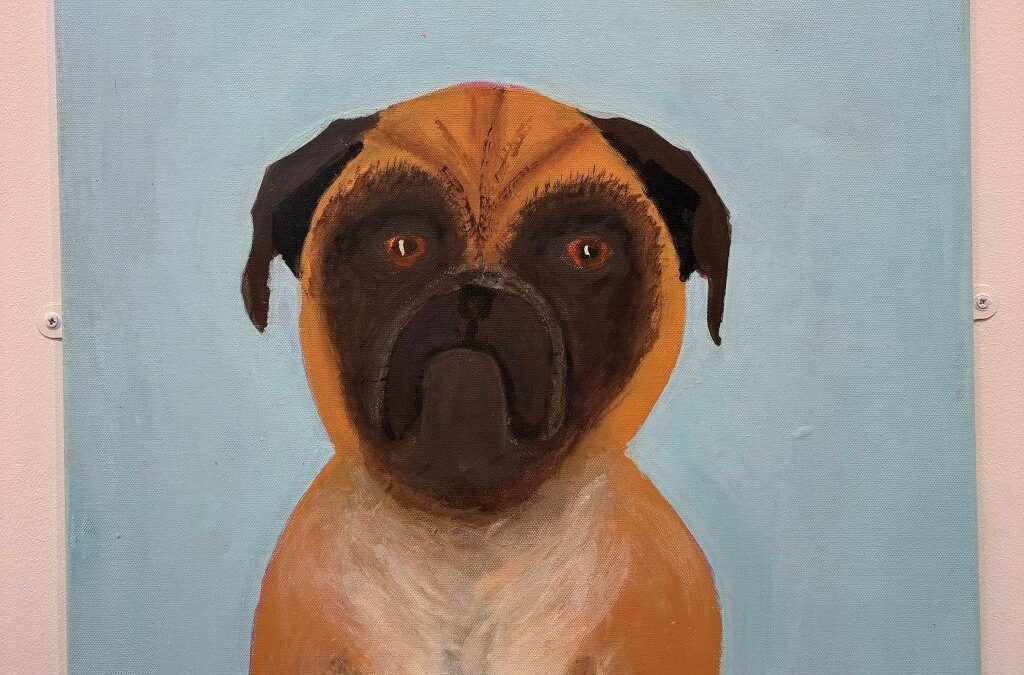A painting of a pug dog