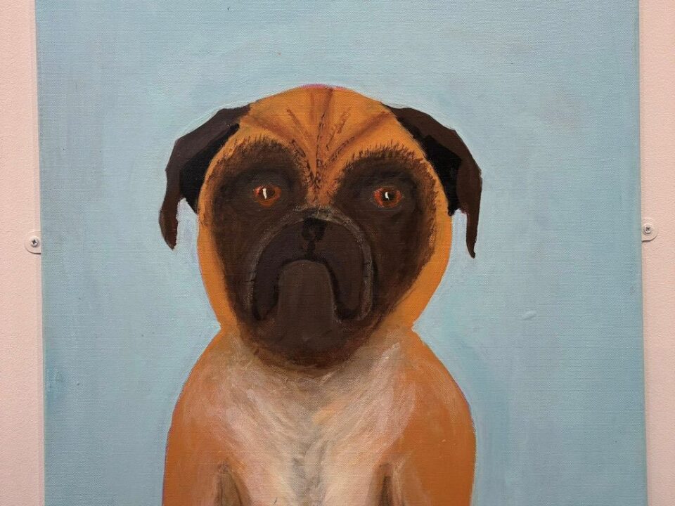 A painting of a pug dog
